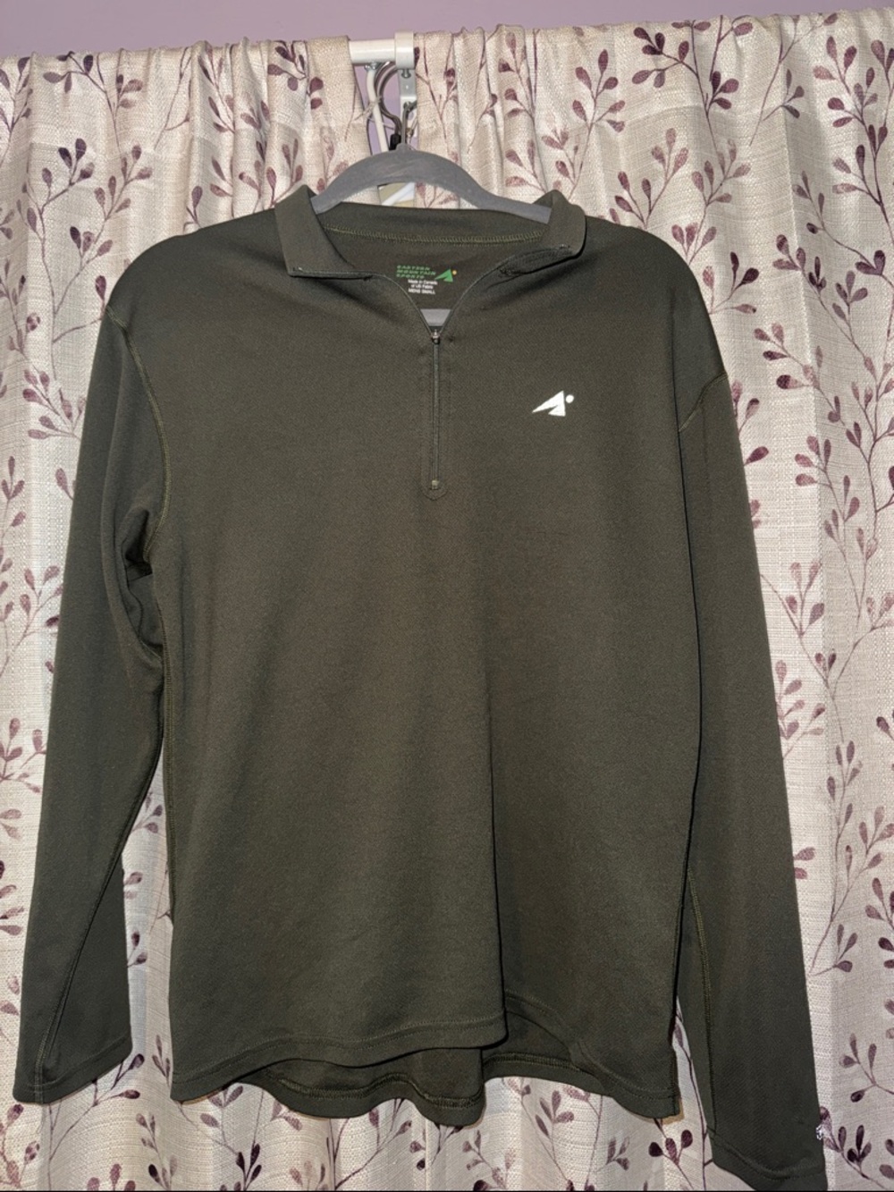 Men's Olive Green EMS Quarter-Zip Long Sleeve Shirt